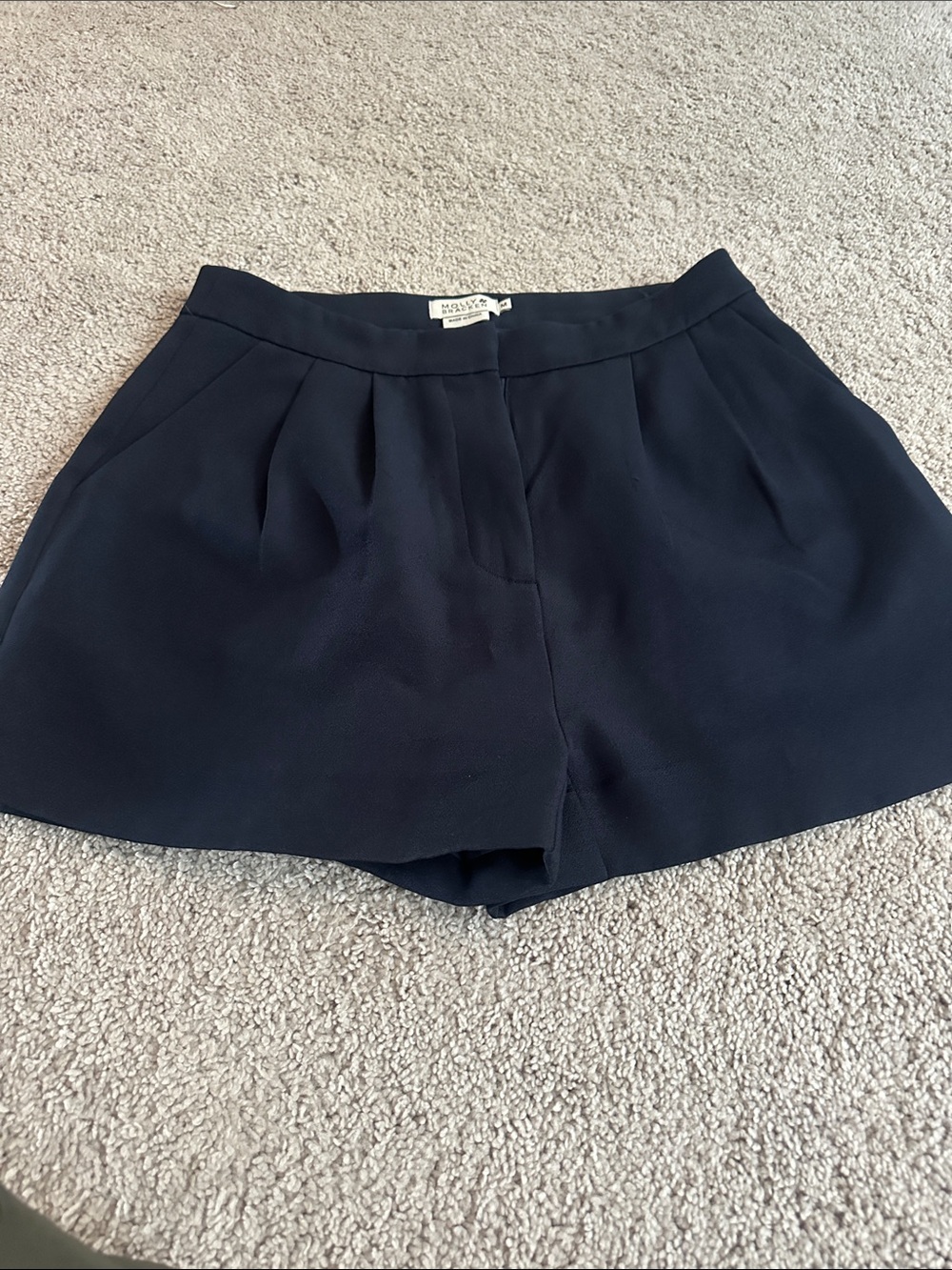 Molly Bracken Navy Pleated High-Waist Skort